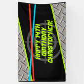 Laser Label Boy Birthday Party Persoonlijke achter Spandoek (Verticaal)