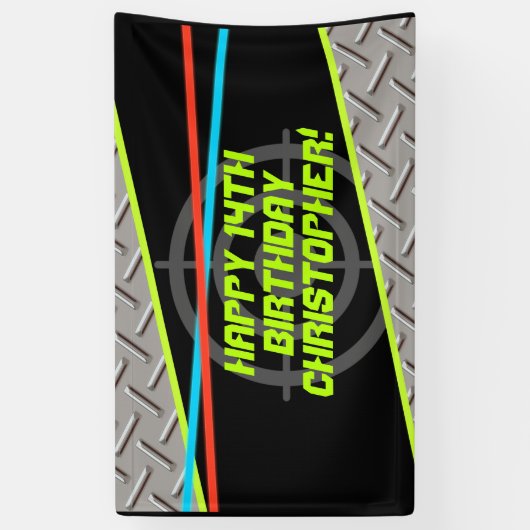 Laser Label Boy Birthday Party Persoonlijke achter Spandoek (Verticaal)