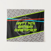 Laser Label boys Birthday Party Personated Banner Wandkleed (Voorkant (horizontaal))