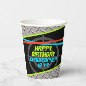 Laser Label boys Birthday Party Personated Decor Papieren Bekers (Achterkant)