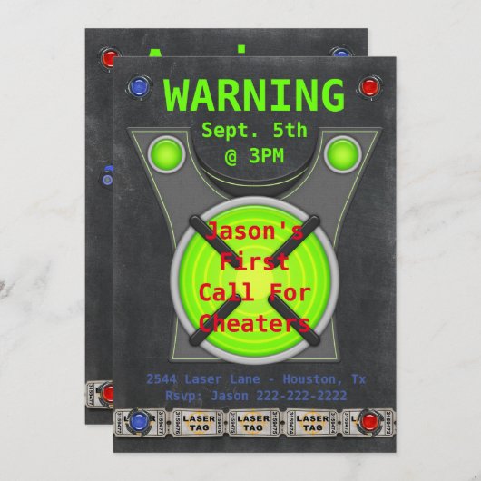 Laser Label Cheaters Birthday Kaart (Voorkant / Achterkant)