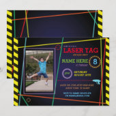 Laser Label foto Verjaardag Neon uitnodiging (Voorkant / Achterkant)