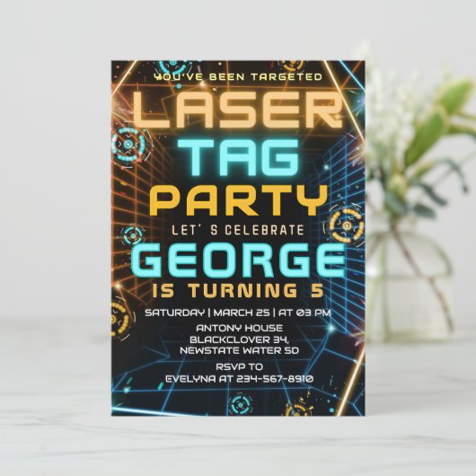 Laser Label Game Verjaardagsfeest Kaart (Staand voorkant)