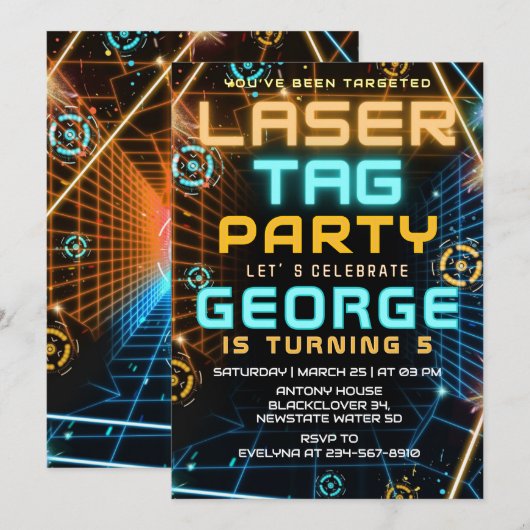 Laser Label Game Verjaardagsfeest Kaart (Voorkant / Achterkant)