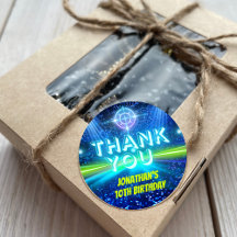 Laser Label Gaming Blauw Groen Neon Glow Dank u