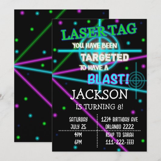 Laser Label gerichte verjaardagsuitnodiging Kaart (Voorkant / Achterkant)