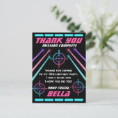Laser Label Girls Birthday Party Neon Beam Dank u Briefkaart (Staand voorkant)