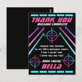 Laser Label Girls Birthday Party Neon Beam Dank u Briefkaart (Voorkant / Achterkant)