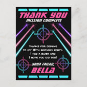 Laser Label Girls Birthday Party Neon Beam Dank u Briefkaart (Voorkant)