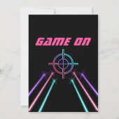 Laser Label Girls Neon Pink Paarse Beams Birthday Kaart (Achterkant)