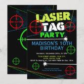 Laser label Glow-party verjaardaguitnodiging Kaart (Voorkant / Achterkant)