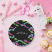 Laser Label Neon Beams Glow Fun Girls Birthday Papieren Bordje (Feest)