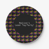 Laser Label Neon Confetti Beams Glow Party Fun Papieren Bordje (Voorkant)