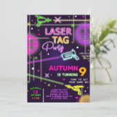 Laser Label neon girl-uitnodiging. Kaart (Staand voorkant)