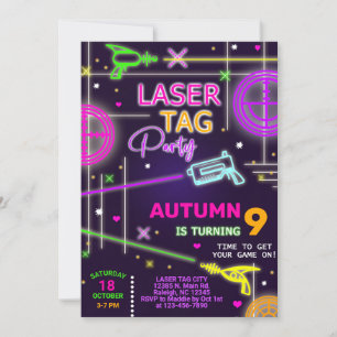 Laser Label neon girl-uitnodiging. Kaart