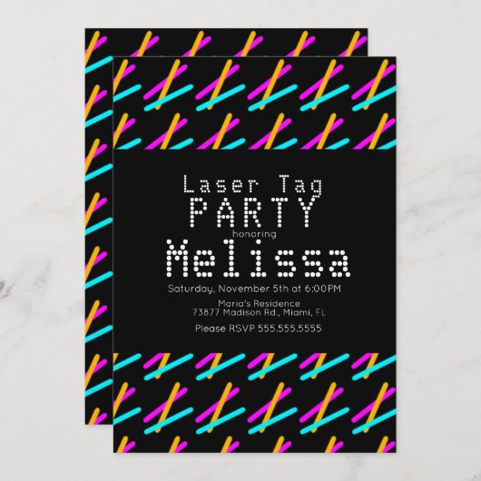 Laser Label Neon gloeit in het donkerlicht Kaart (Voorkant / Achterkant)