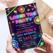 Laser Label Neon Glow Arcade Party Boy Verjaardag Kaart