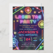 Laser Label Neon Glow Arcade Party Boy Verjaardag Kaart (Voorkant)