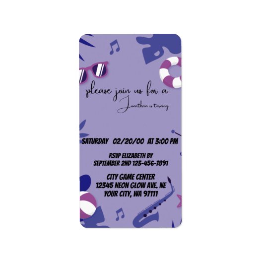 Laser Label Neon Green en Blue Beams Birthday Part (Voorkant)