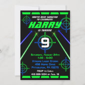 Laser Label Neon Green en Blue Beams Birthday Part Kaart (Voorkant)
