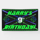 Laser Label Neon Green en Blue Beams Birthday Part Spandoek (Horizontaal)