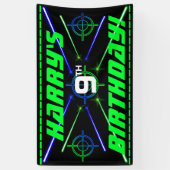 Laser Label Neon Green en Blue Beams Birthday Part Spandoek (Verticaal)