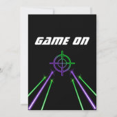 Laser Label Neon Green & Paars Beams Birthday Part Kaart (Achterkant)