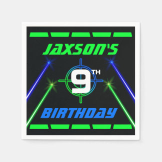 Laser Label Neon Groen en Blauw Verjaardagsfeest Servet