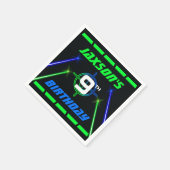 Laser Label Neon Groen en Blauw Verjaardagsfeest Servet (Hoek)