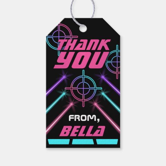 Laser Label Neon roze, Paarse, Blauwgroen balken F Cadeaulabel (Voorkant)