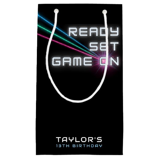 Laser Label Neon verjaardagsfeestje Klein Cadeauzakje (Voorkant)