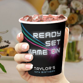 Laser Label Neon verjaardagsfeestje Papieren Bekers