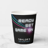 Laser Label Neon verjaardagsfeestje Papieren Bekers (Voorkant)