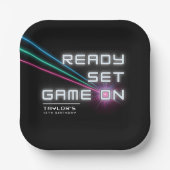 Laser Label Neon verjaardagsfeestje Papieren Bordje (Voorkant)