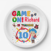 Laser Label op 'Birthday Boy Party' Papieren Bordje (Voorkant)