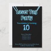 Laser Label Party Blue Invitation Kaart (Voorkant)