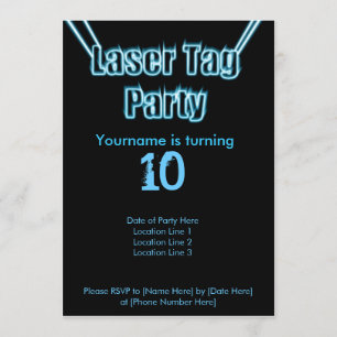 Laser Label Party Blue Invitation Kaart