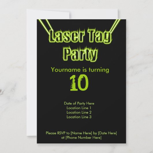 Laser Label Party Green Invitation Kaart (Voorkant)