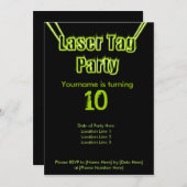 Laser Label Party Green Invitation Kaart (Voorkant / Achterkant)