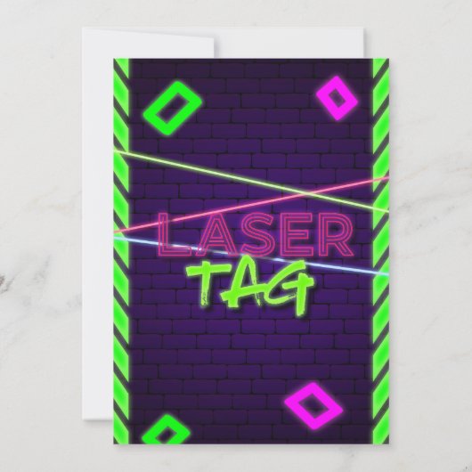 Laser Label Party Neon Verjaardag Kaart (Achterkant)
