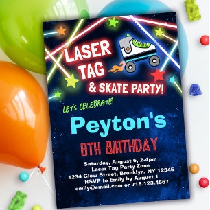 Laser Label Roller Schaats Verjaardagsfeestje Kaart