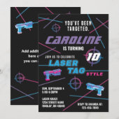 Laser Label Roze Paars Blue Birthday Party Kaart (Voorkant / Achterkant)