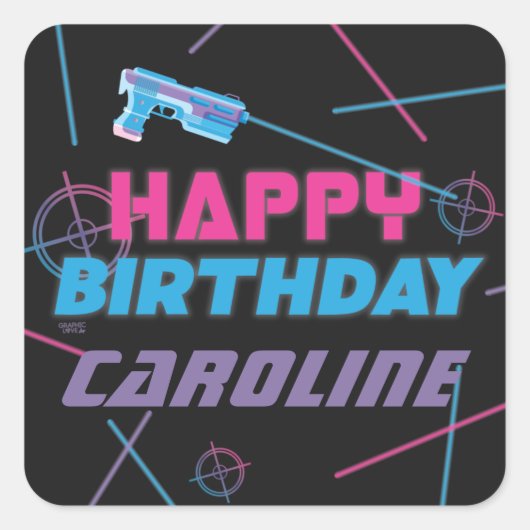 Laser Label Roze Paars Blue Happy Birthday (Voorkant)