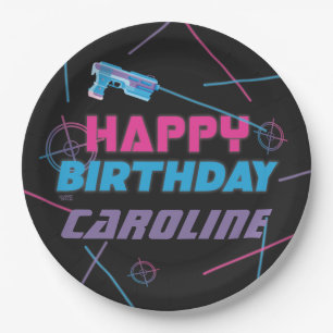 Laser Label Roze Paars Blue Happy Birthday Papieren Bordje