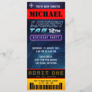 Laser Label Ticket Pass Birthday Party-uitnodiging Kaart