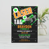 Laser Label Uitnodiging Groene Laser Label Partij  (Staand voorkant)