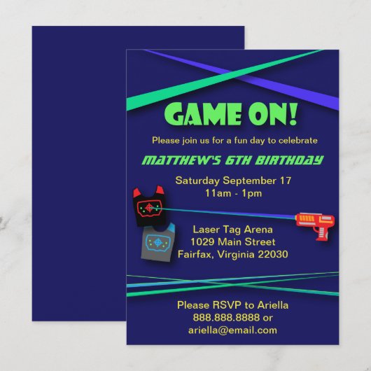 Laser Label Verjaardag of Team Building Party Kaart (Voorkant / Achterkant)