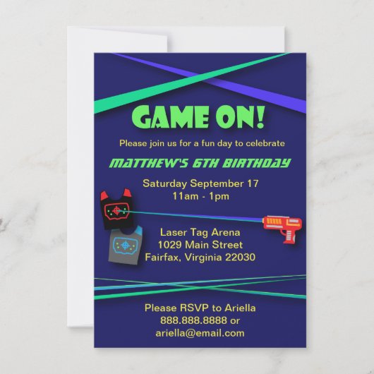 Laser Label Verjaardag of Team Building Party Kaart (Voorkant)