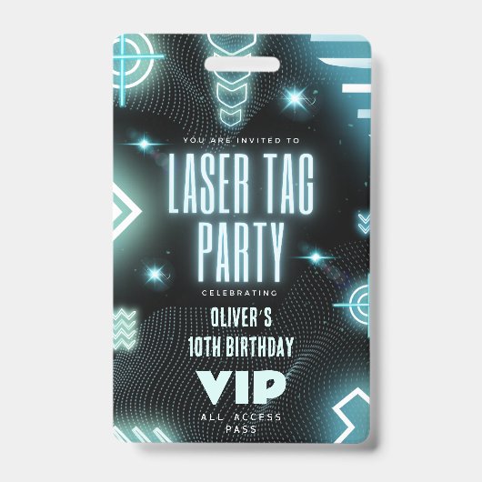 Laser label verjaardagsfeestuitnodiging VIP Badge (Voorzijde)