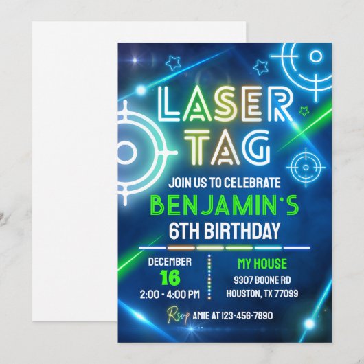 Laser Label Verjaardagsuitnodiging, Laser Label Kaart (Voorkant / Achterkant)